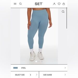 SET sculptflex seamless compression leggings blue steel size small